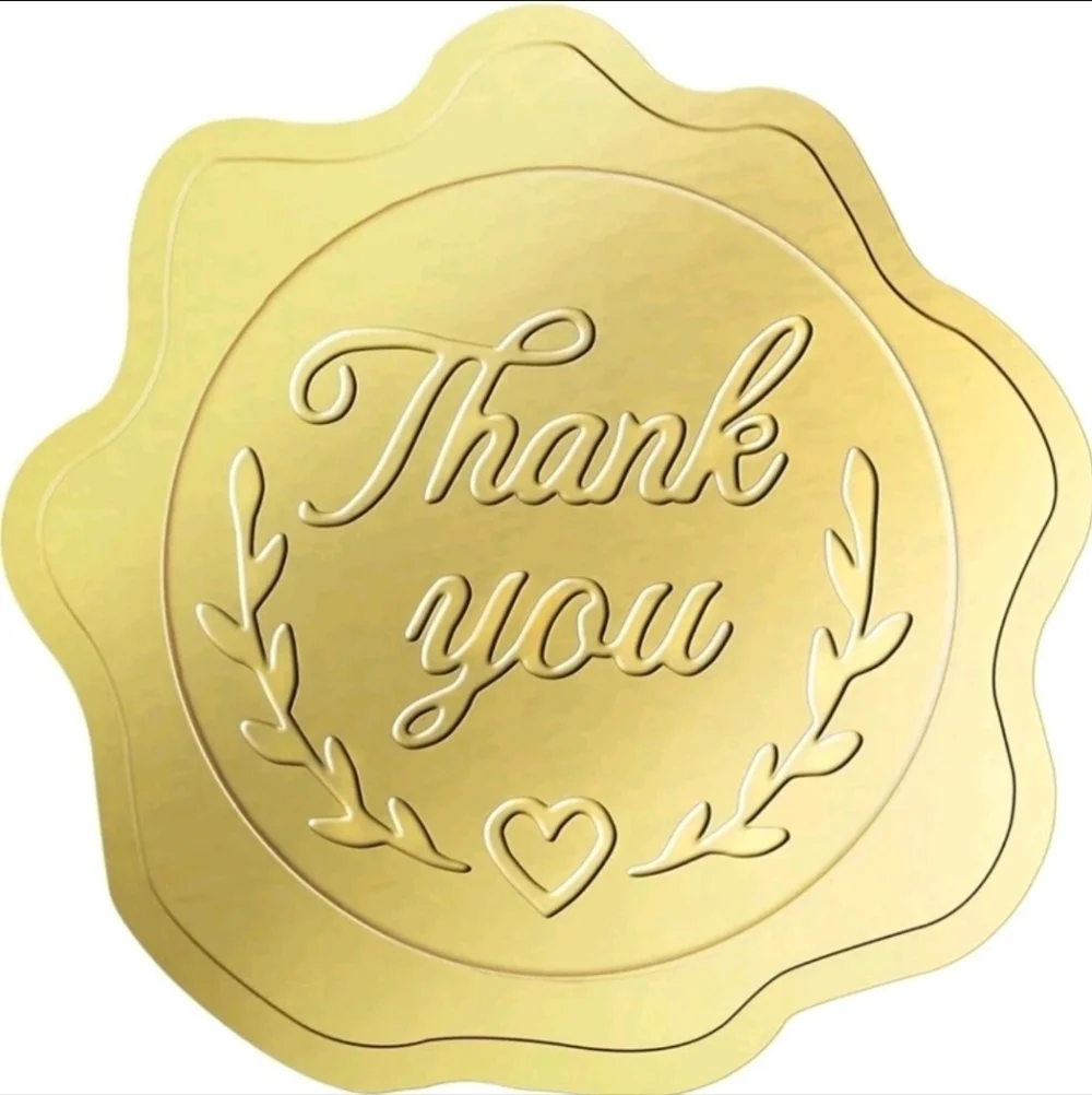 ✨️🤎 50 PCS Gold Thank You Seal Stickers, Embossed Foil shipping packages ✨️🤎